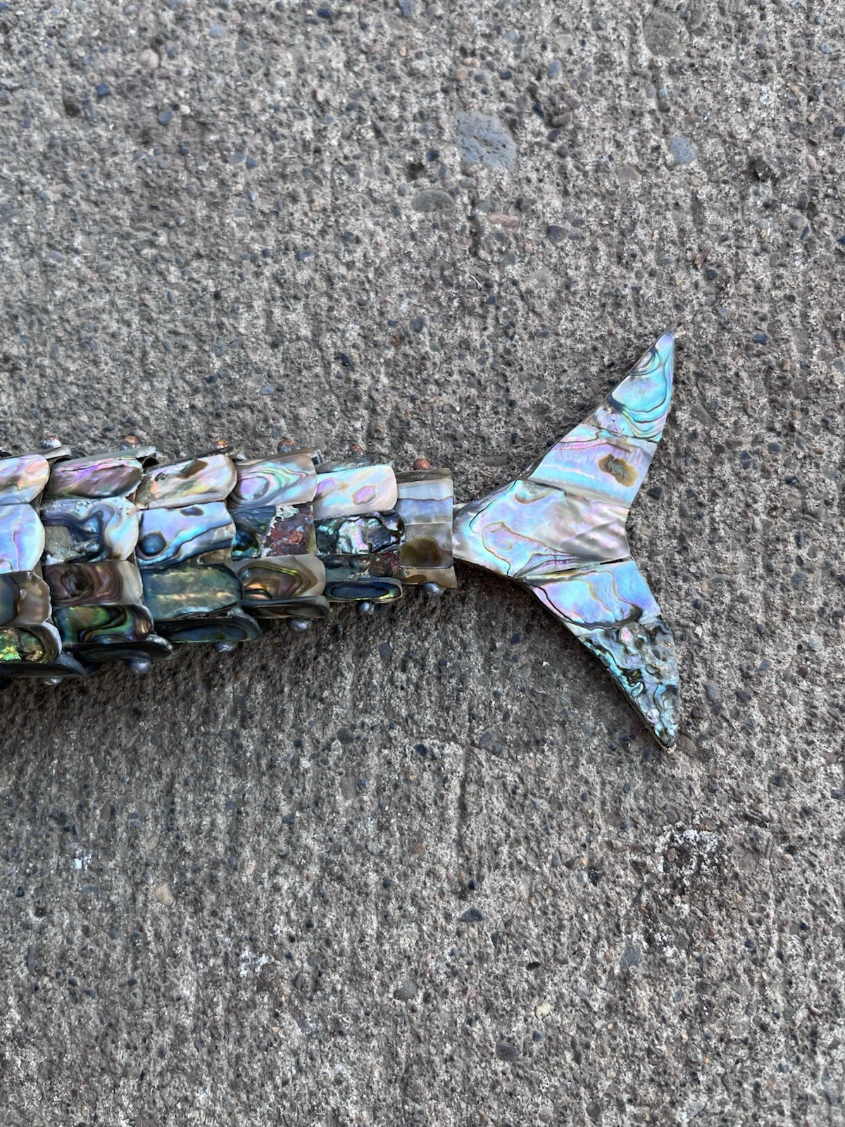 Vintage Articulated Abalone Shell Fish Bottle Opener Mexican