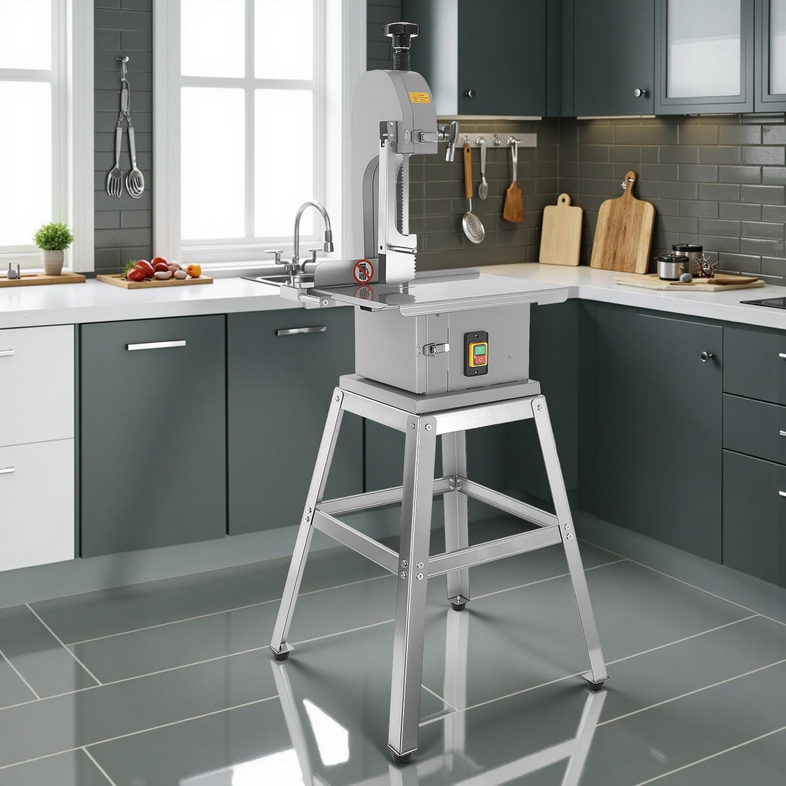 1500W Electric Bone Saw Machine w/Stand,Bone&Meat Bandsaw Machine w/8Sharp Blade