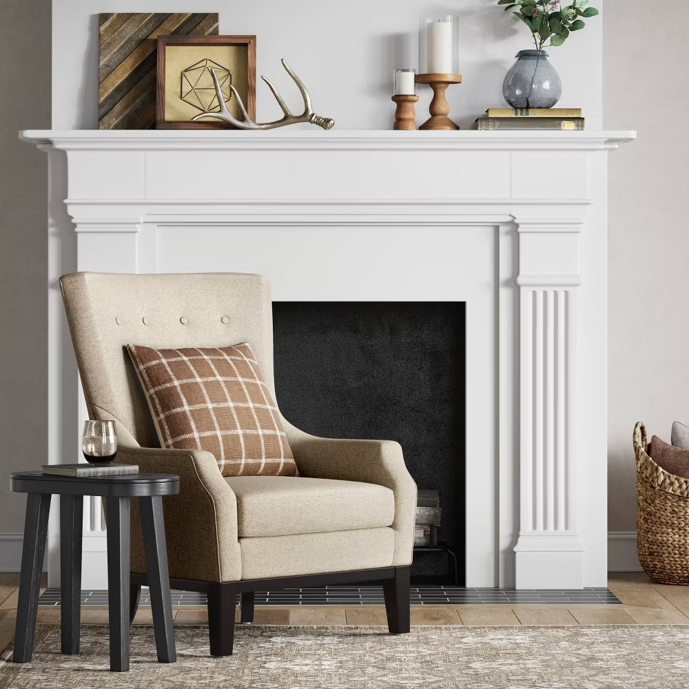 Woodland Tall Carved Wood Table Black - Threshold