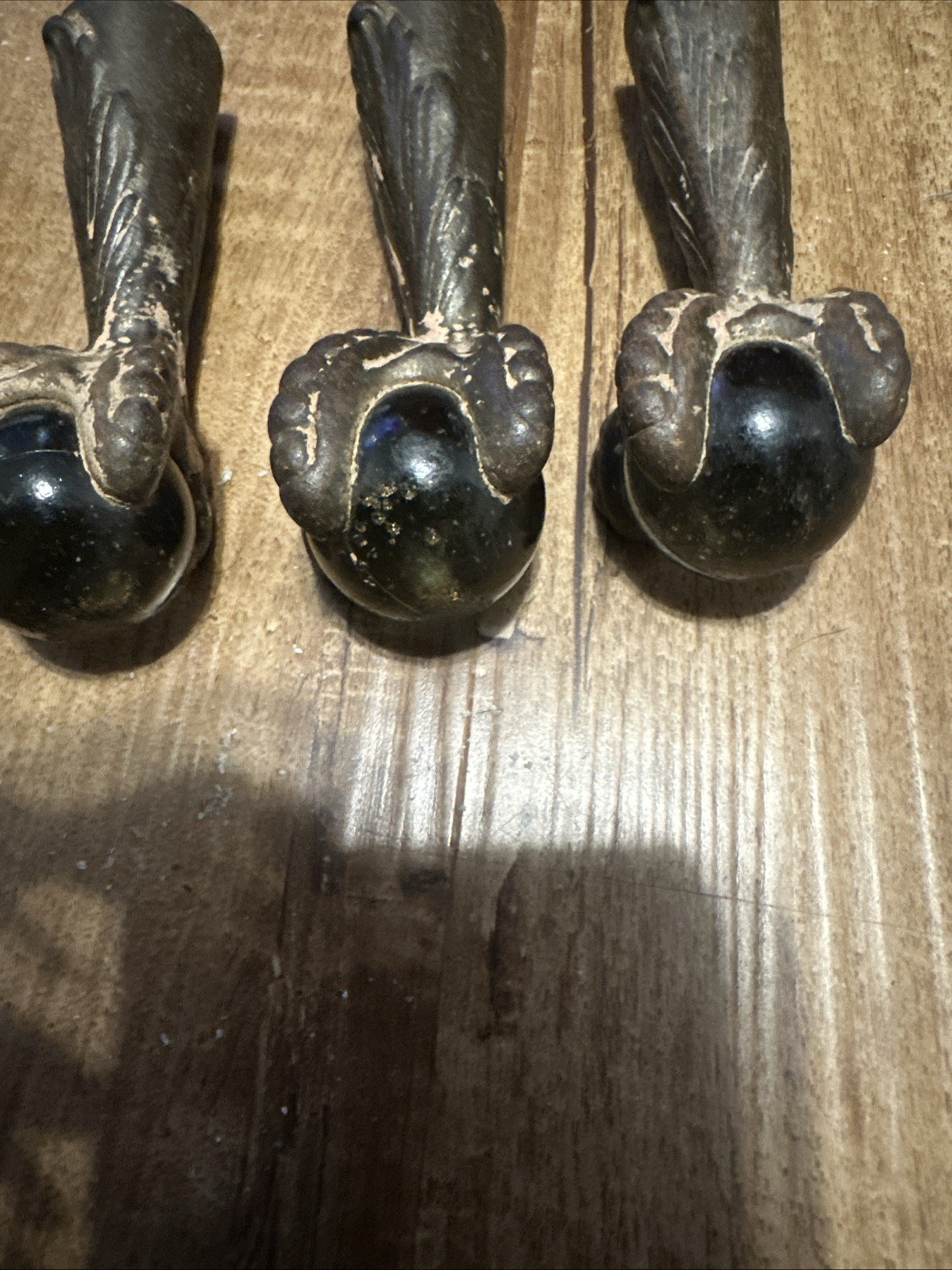 Lot Of 7 Antique Cast Iron Eagle Claw glass Ball Foot / Piano Stool Feet