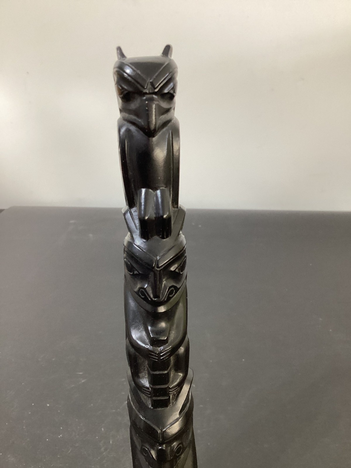 Vintage Canadian Haida Carved Totem Pole 9" Canada Vancouver CA Tribal Pearlite