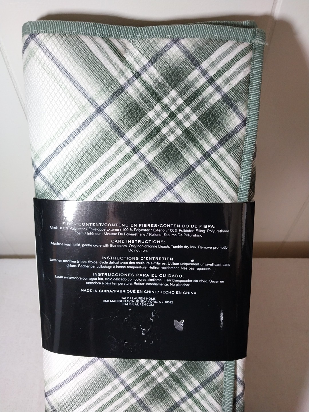 Lauren Ralph Lauren 2 Green White Plaid Reversible Dish Drying Mats 16"x22"