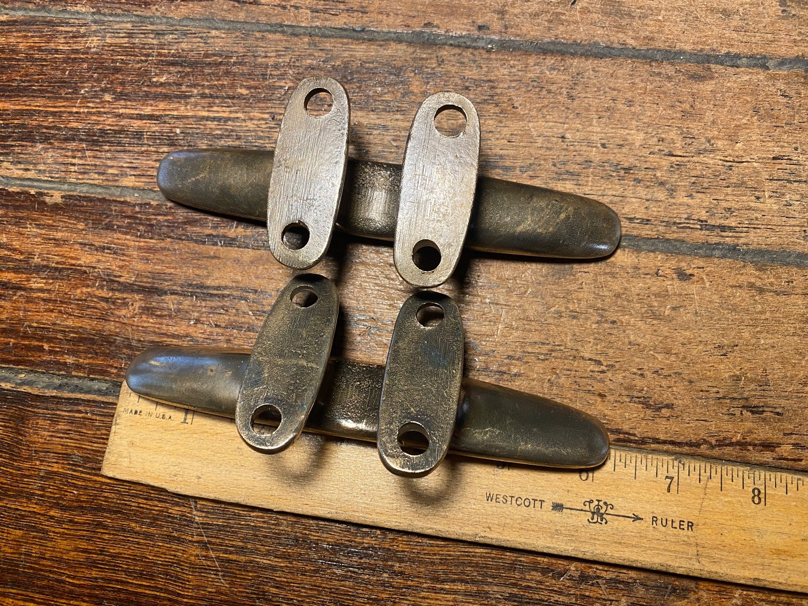 PAIR OF VINTAGE CAST POLISHED **SOLID** BRONZE 6" CLEATS