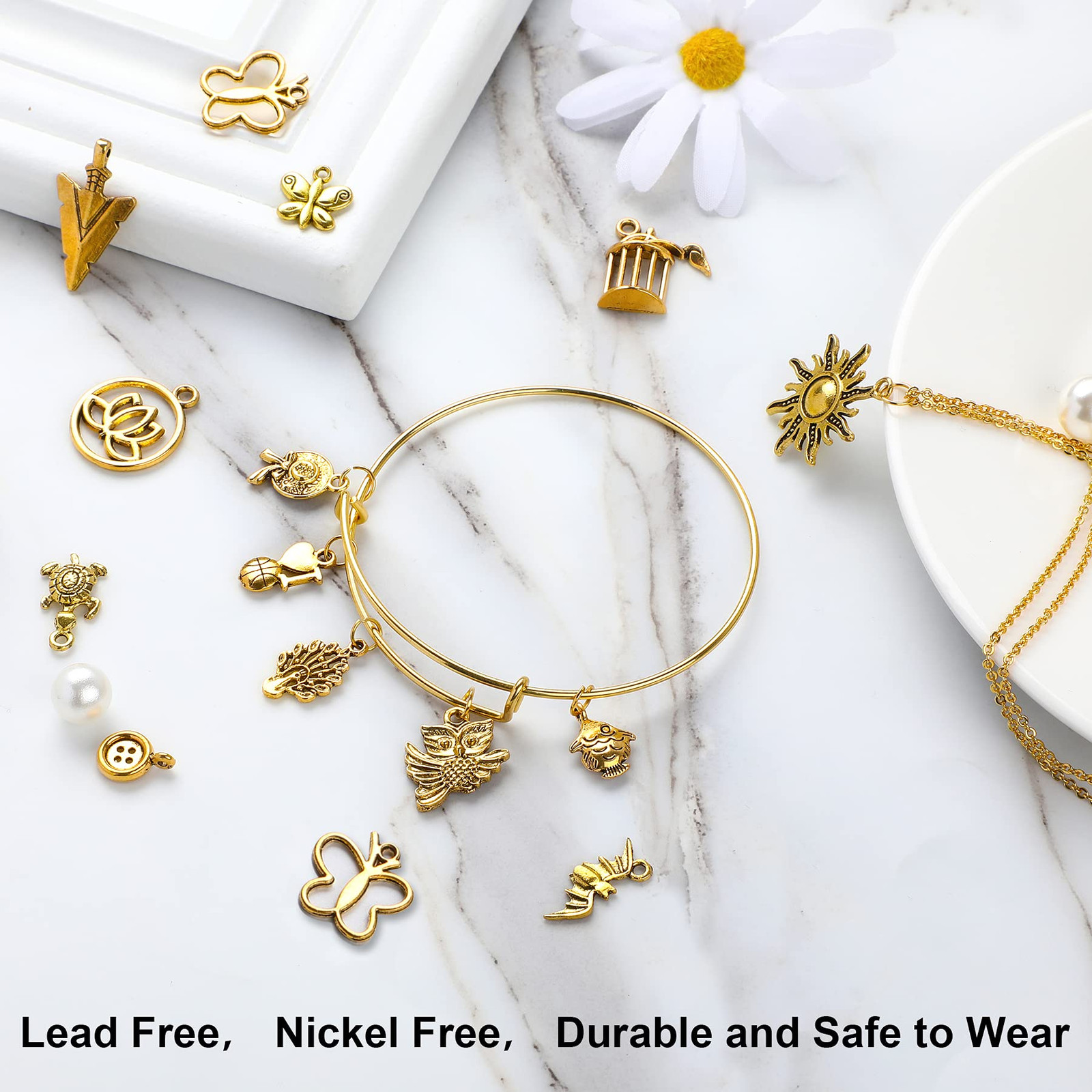 350Pcs Antique Gold Charms Bulk Lots Jewelry Making Charms Assorted Pendants for