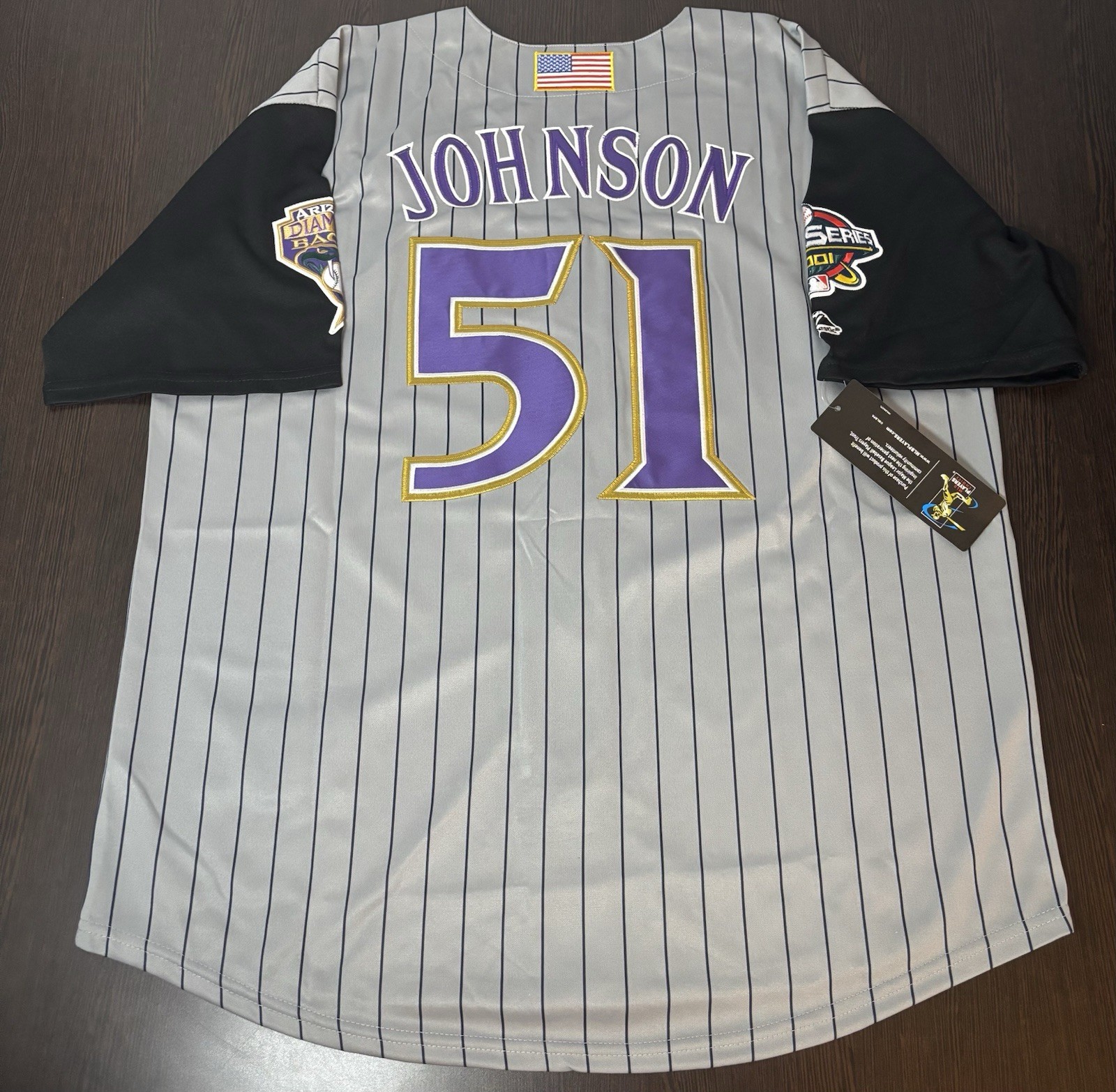 SALE Retro Randy Johnson 2001 Arizona Diamondbacks Men's World Series Jersey