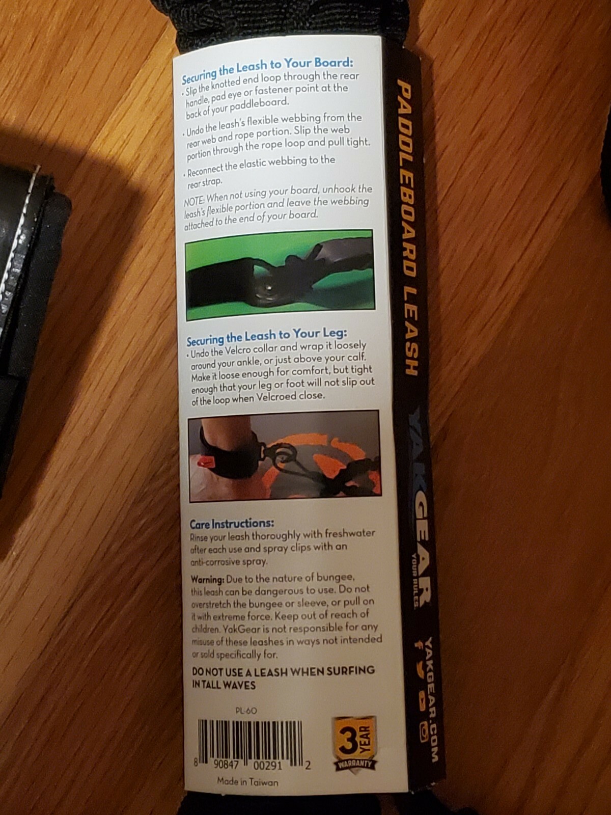 YakGear 72" Stand Up Paddleboard Leash - PL-60 - Black - Use w/ Any Paddle Board