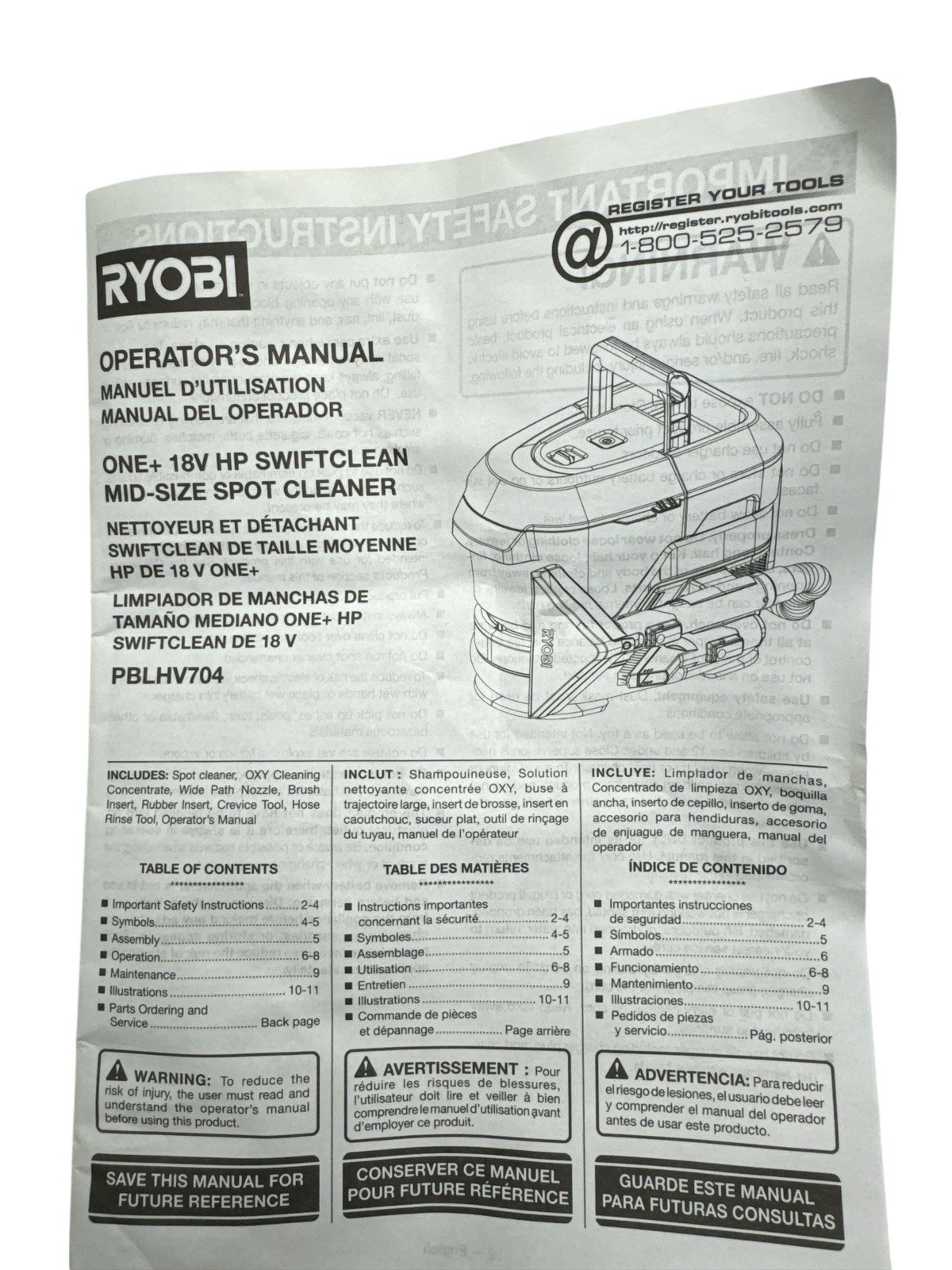 Ryobi 18V ONE+ HP SwiftClean Mid Size Spot Cleaner Tool Only PBLHV704B Used3