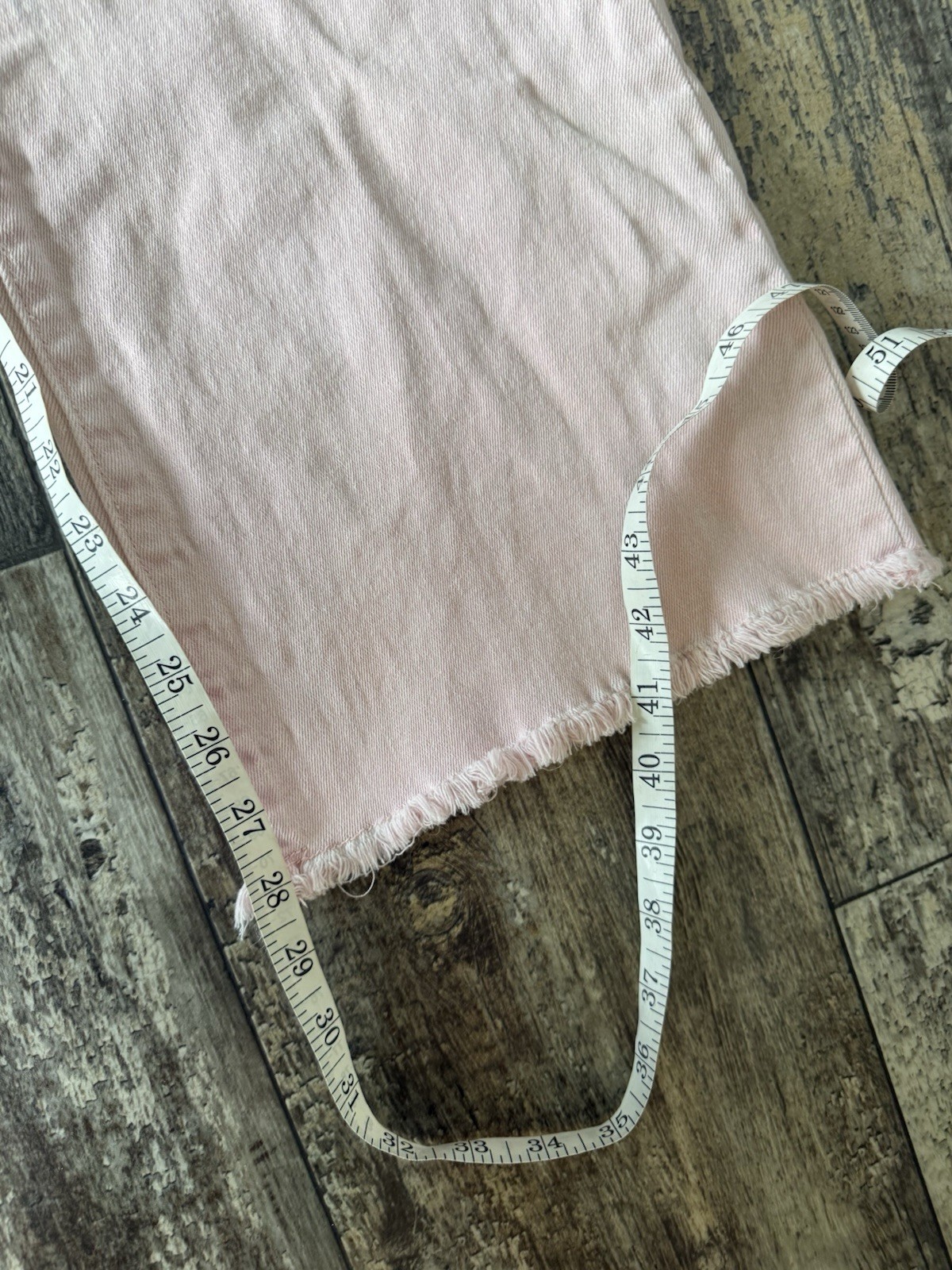 Zenana light pink raw hem relaxed straight leg jeans - L