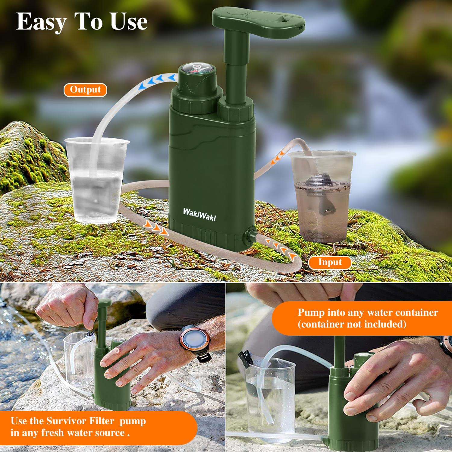 Hand-Pump Portable Water Filter Purification&Filtration 0.1μm Outdoor,Emergency