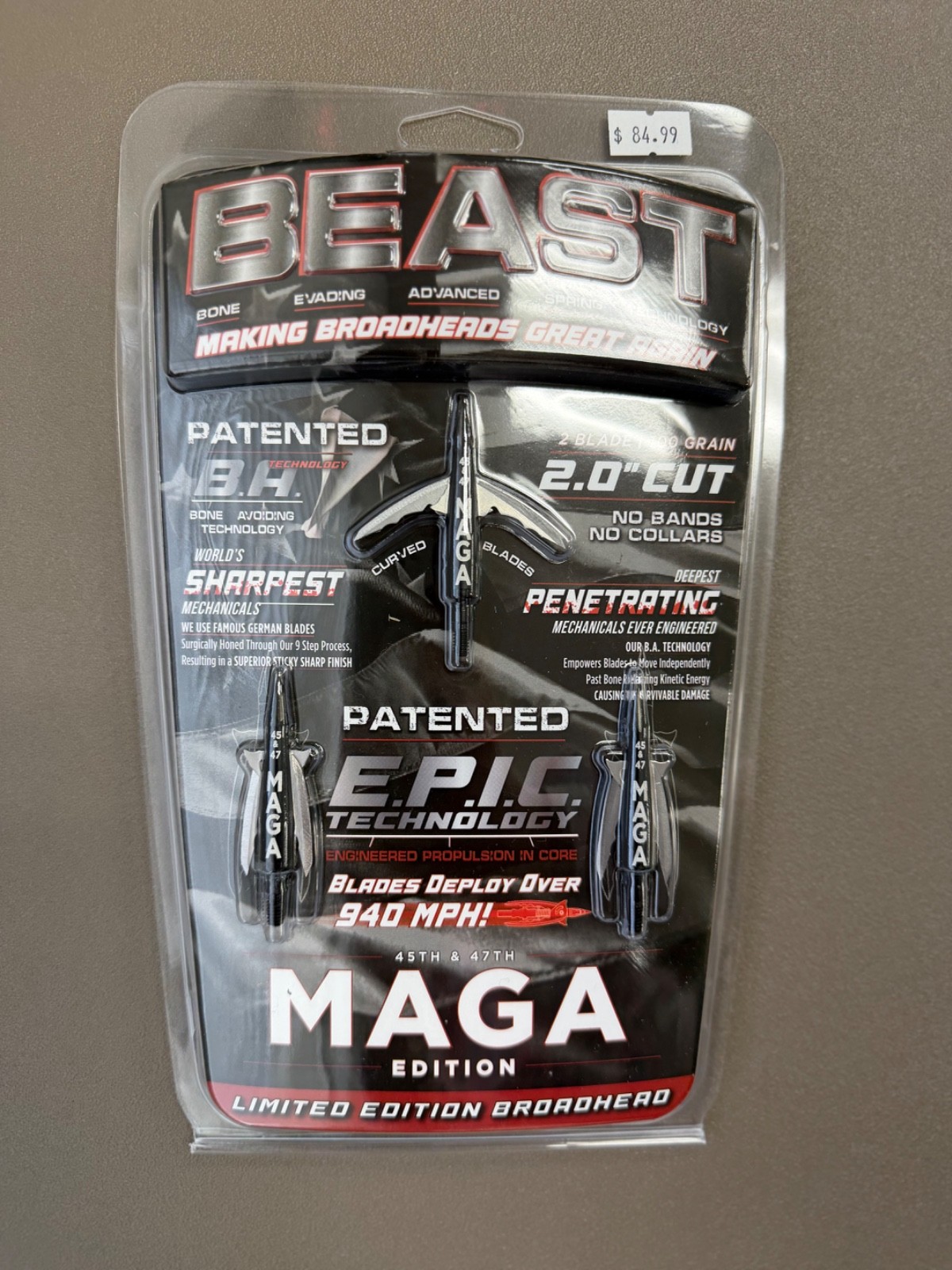Beast Broadheads Special Edition MAGA 2 Blade 100gr 2.0" Cut 3 Pack BRAND NEW