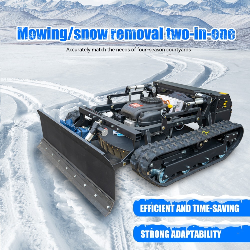 Remote-controlled lawnmower with snowplow for a limited time, available for snow