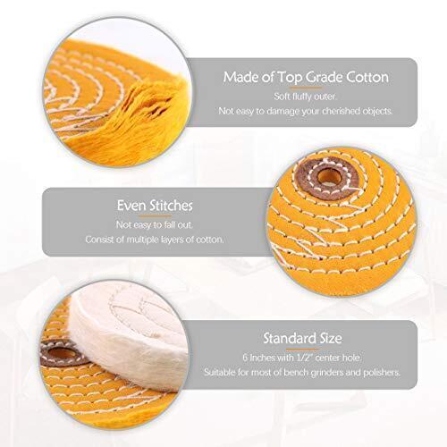 6 In Extra Thick Cotton Buffing Wheel, 5/8 Inch Arbor Hole Fine Polishing Wheel