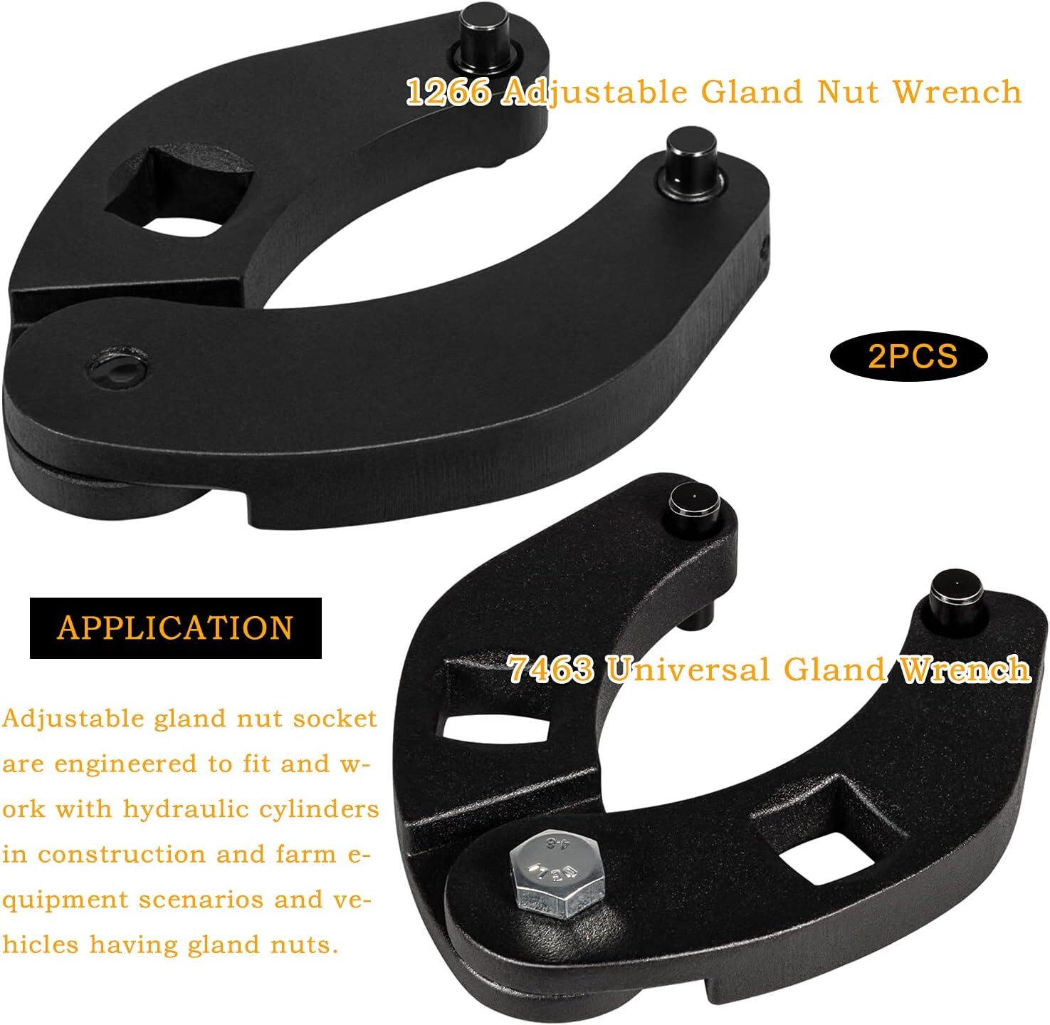 Adjustable Gland Nut Wrench 1266 +7463 Spanner Tool Set for Hydraulic Cylinder