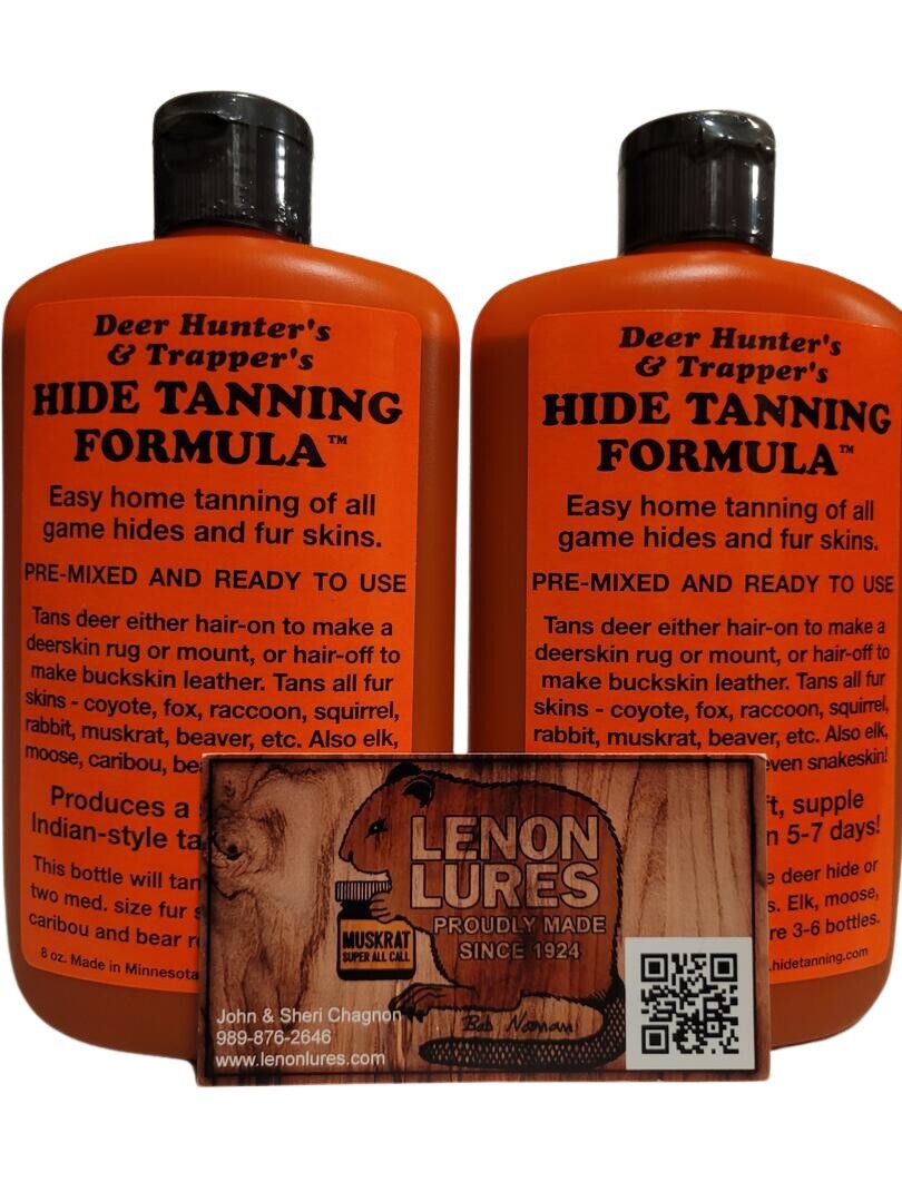 Deer Hunter's & Trapper's HIDE TANNING FORMULA 8 oz Bottle Sold By Lenon Lures