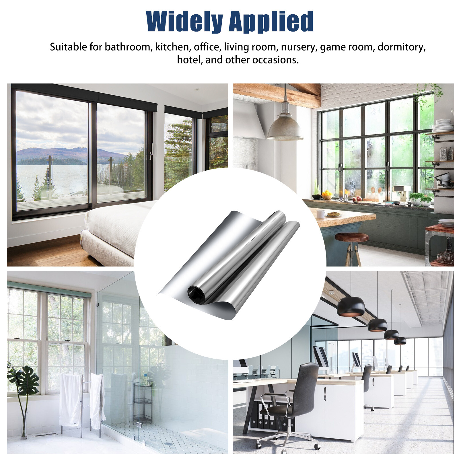 One-Way Mirror Window Film Privacy Tint Sun UV Reflective Heat Control for House
