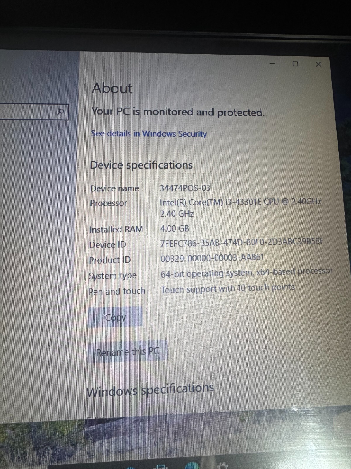 PosiFlex XT-5315 POS WITH STAND i3-4330T4Gb 120 GB SSD Win 10 pro