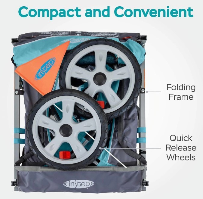 Instep Take 2 Bike Trailer for Kids Double Seat with Bug Screen Weather Shield