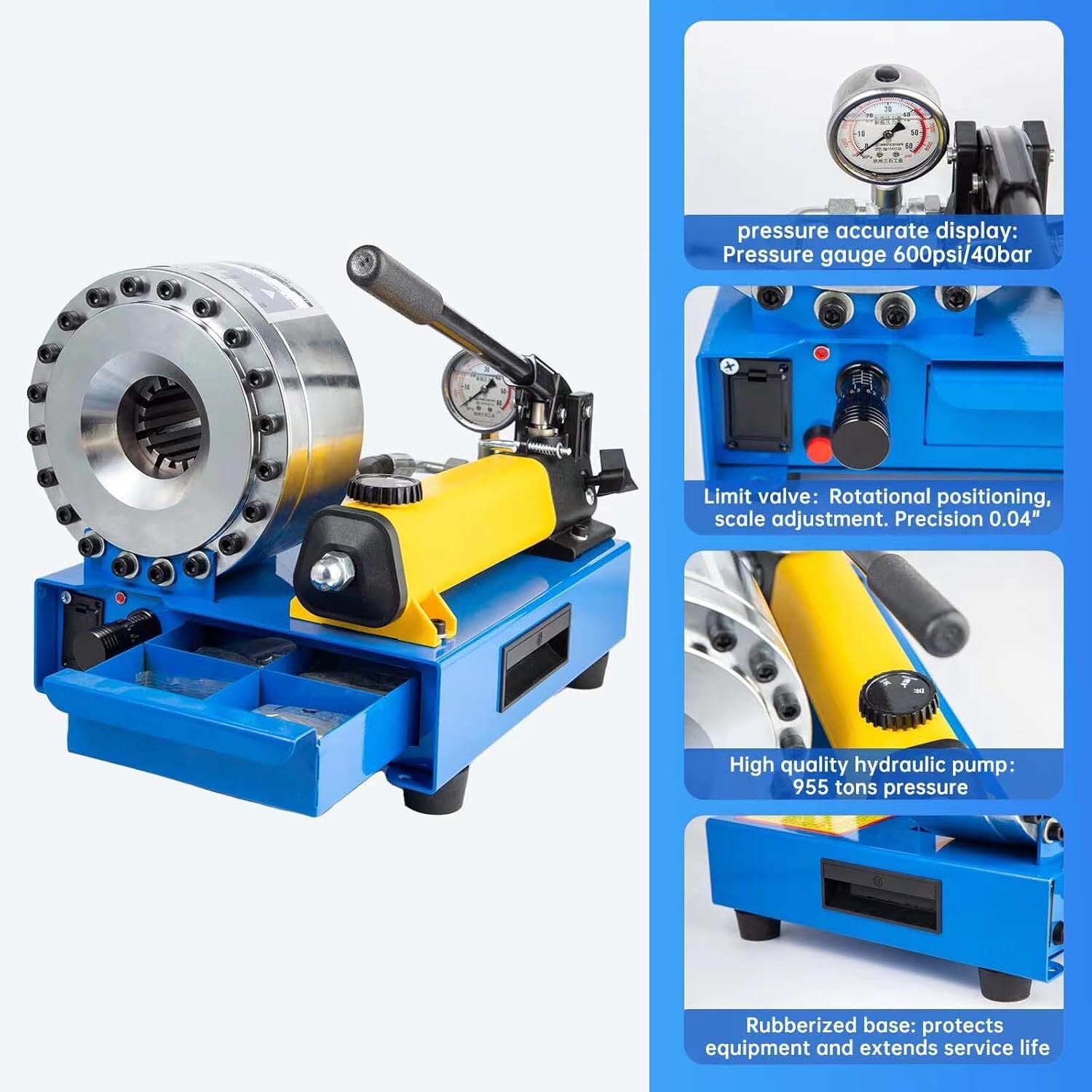 Hydraulic Hose Crimper Pipe Clamping Machine With 8 Sets Dies 10mm-30mm 5600KN