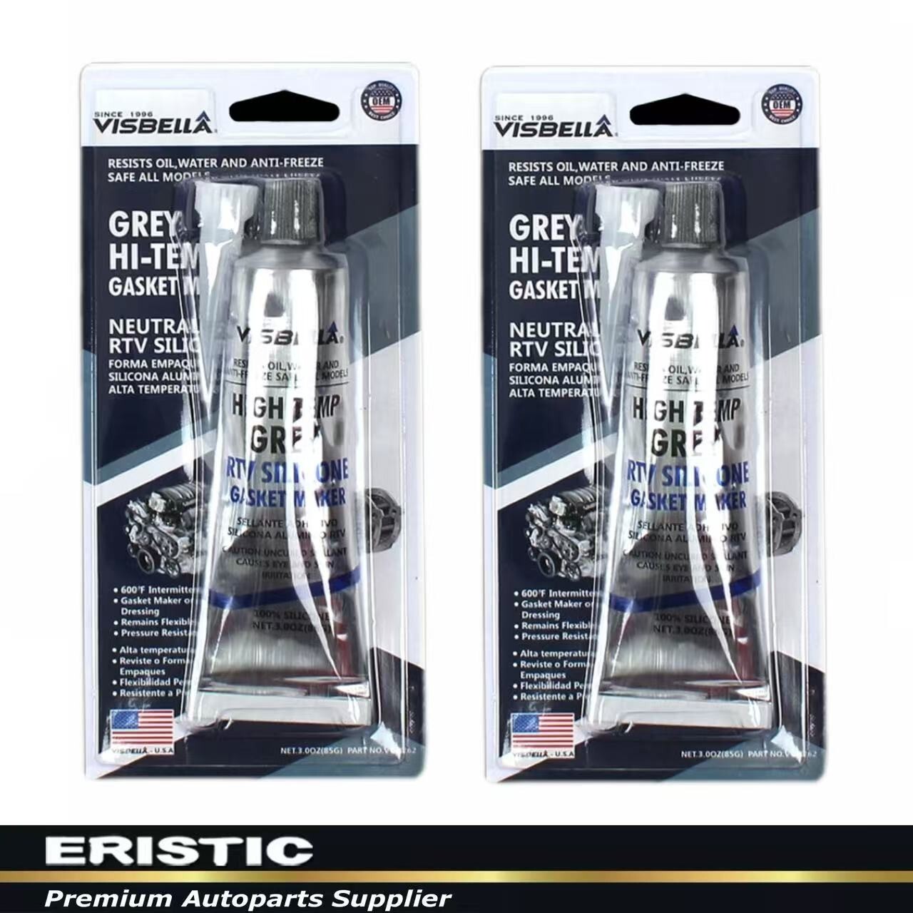 2 Packs of Grey High Temperature Gasket Maker RTV Silicone 3.0fl oz.(85g)