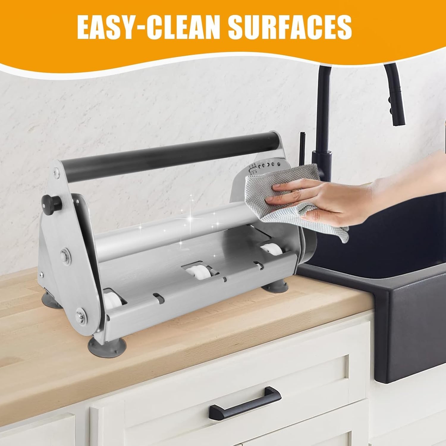 12” Folding Dough Sheeter Machine w/ 2 Rolling Boards Stainless Steel Thickness