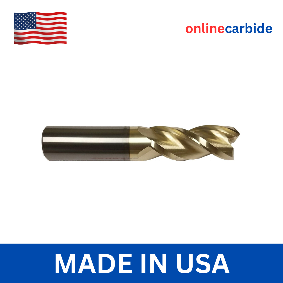 MADE IN USA 1/2" 3 FLUTE 37° HELIX CARBIDE END MILL FOR ALUMINUM SQUARE END ZRN