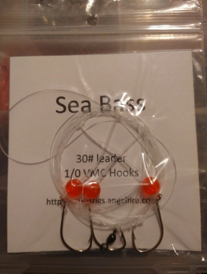 Hand Tied Black Sea Bass Fishing Rigs VMC Hooks Ling Porgy Cod