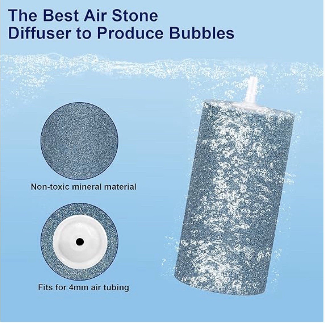 4”x2” Air Stone Cylinder For Fish & Plant In Aquarium & Hydroponic System-20 Ct