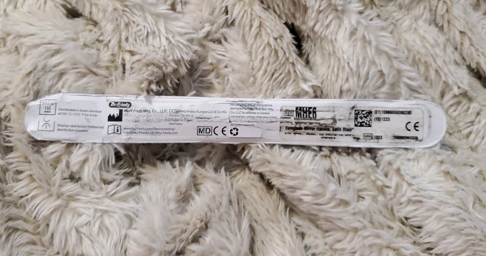 Hu-Friedy MHE6 Dental Mirror Handle European Simple Stem #6 Handle Silver