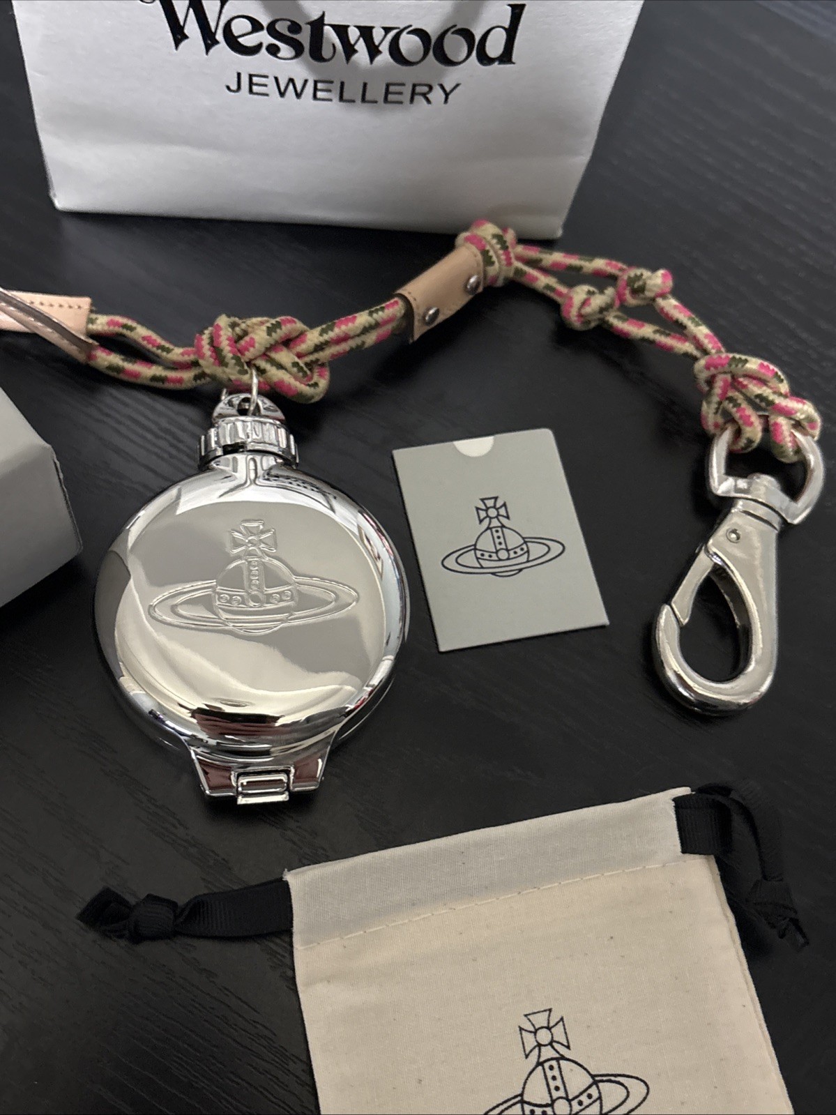 Vivienne Westwood ORB Portable Ashtray Silver Mixed-color Paracord New With Box