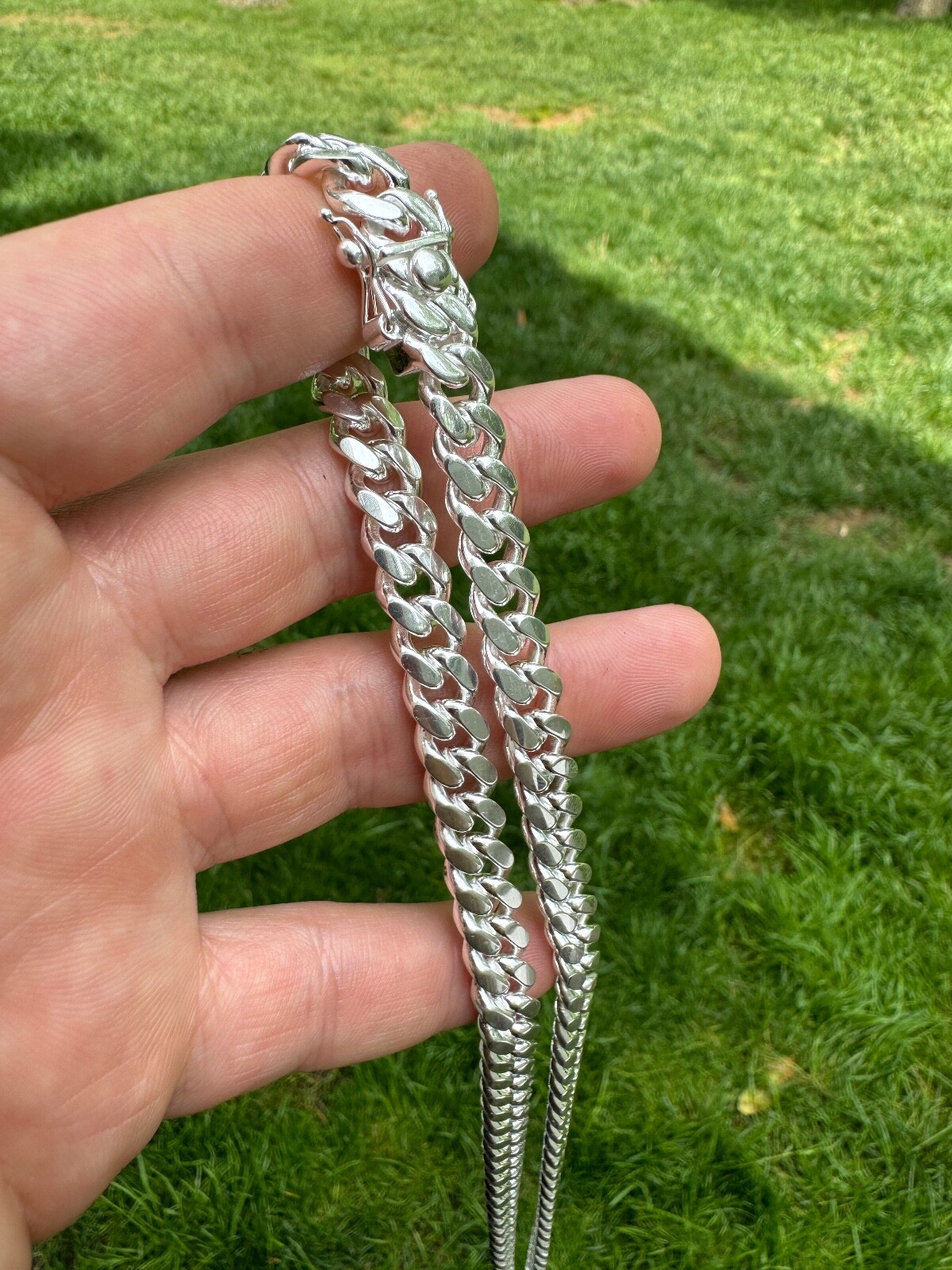 Real Miami Cuban Link Chain Or Bracelet Solid 925 Sterling Silver Box Lock ITALY