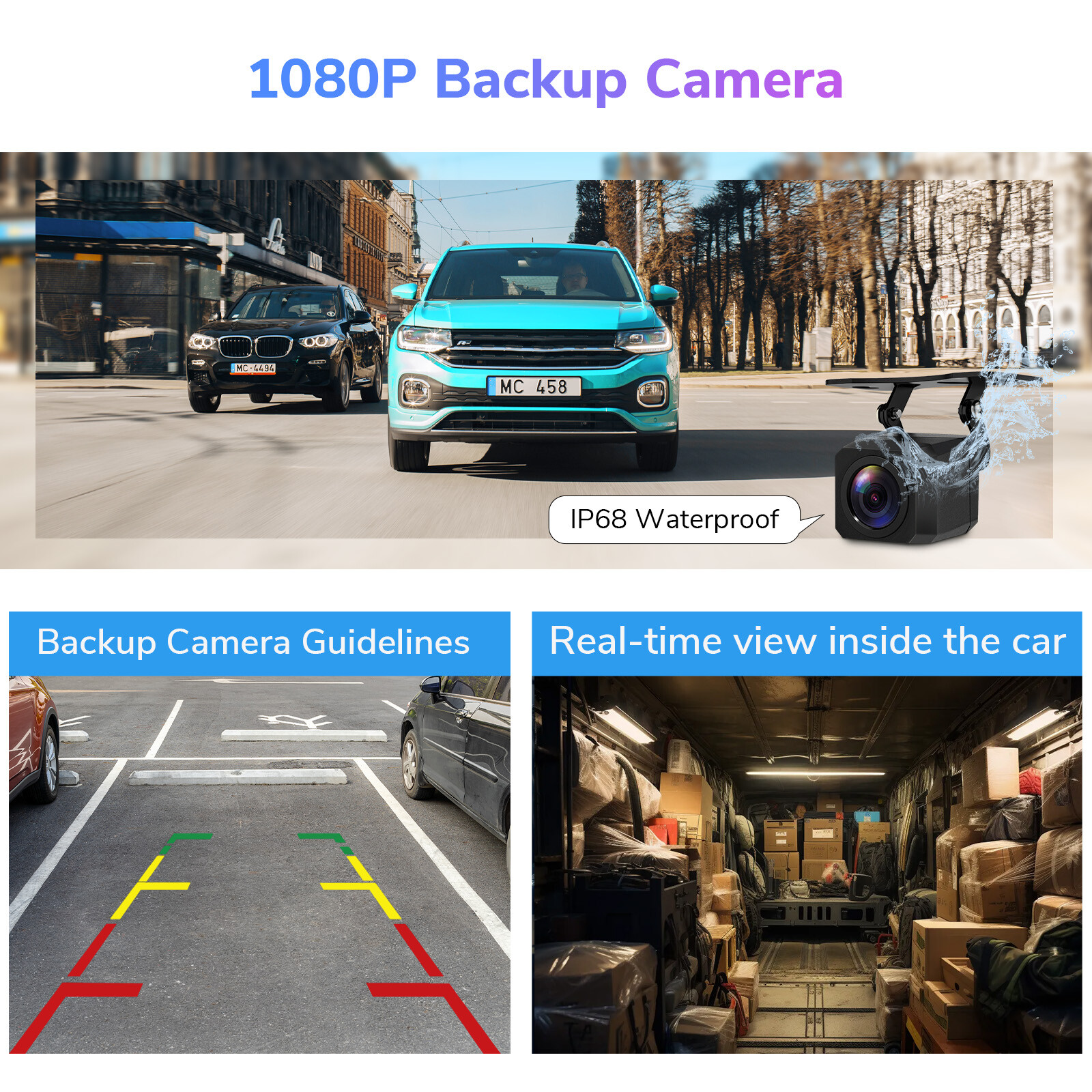 Portable 4K Dash Cam Car Stereo Radio Wireless Apple Carplay & Android Auto +Cam