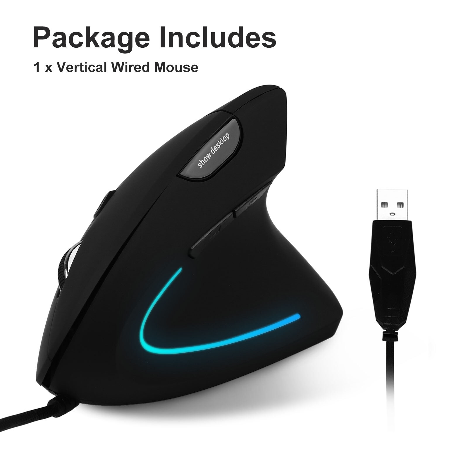 Ergonomic Optical Vertical Mouse Mice USB Wired LED Mice 2400 DPI For Laptop PC