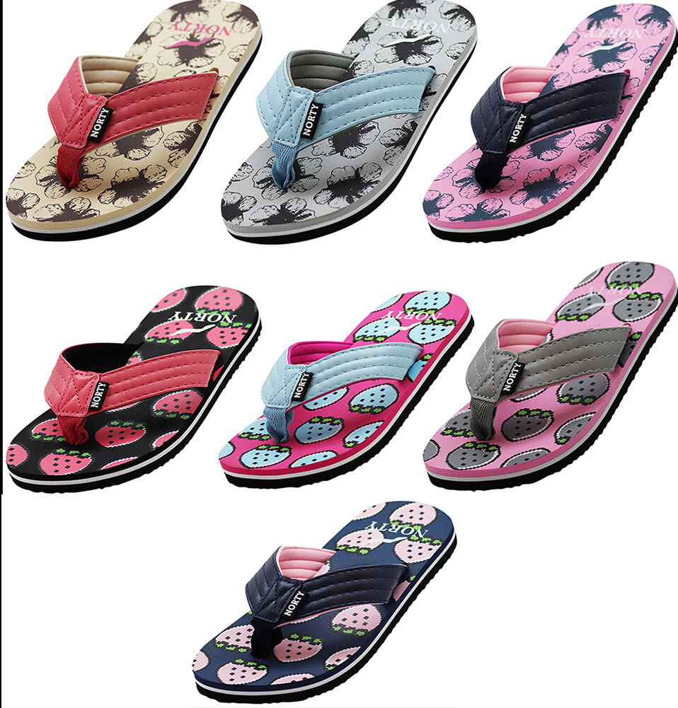 NORTY Girl's Casual Flip Flop Thong Sandals For Beach, Pool or Everyday