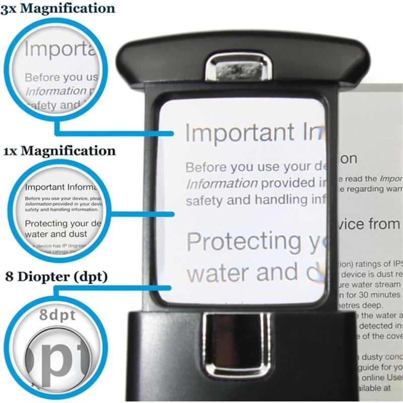 Small Pocket Magnifying Glass 3X with LED Light For Reading Fine Print US Stock