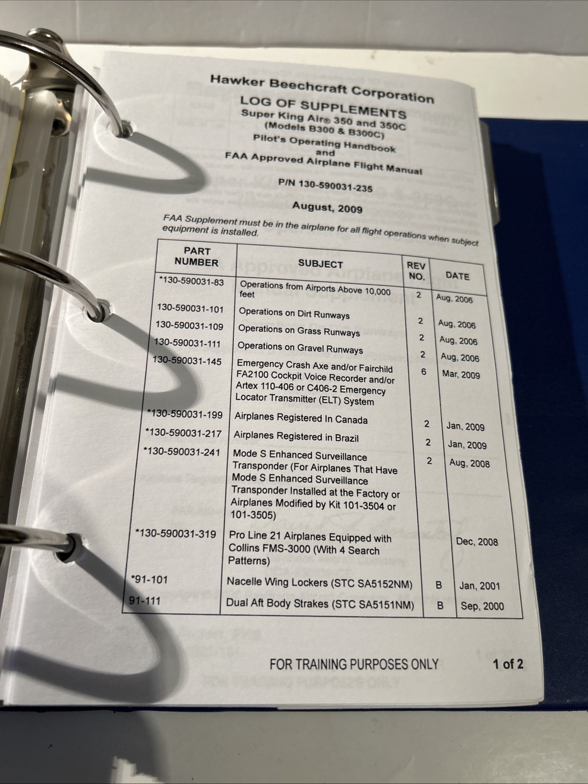 Flight Safety International Pilot Manual Super King Air 350 350C Updates to 2009