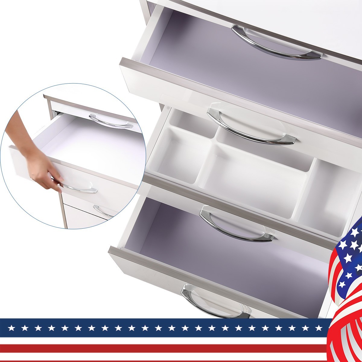 Dental Mobile Cabinet Trolley with 3/4/5 Drawers Medical Rolling Cart with Socke