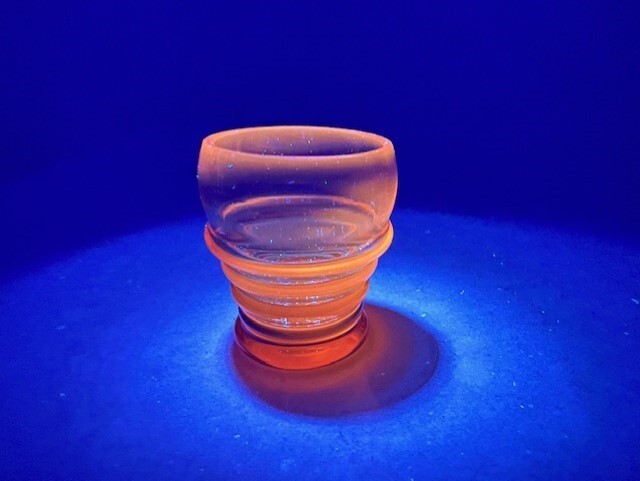 Scarce Cambridge Glass Amber Nautilus Decanter w/6 Small Cordials Tumblers