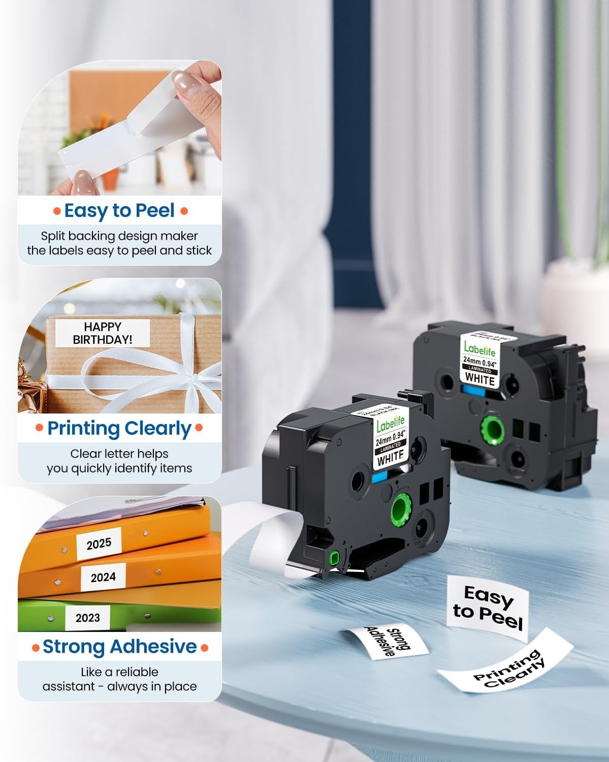 10PK 24mm Label Tape TZ251 TZe-251 Compatible for Brother P-Touch 1900 White 1''