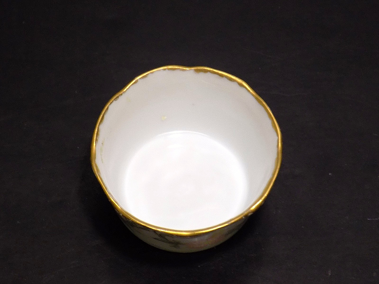 ANTIQUE CFH GDM FRANCE HAVILAND GOLD RIM FLORAL OPEN SALT CELLAR ET 1894