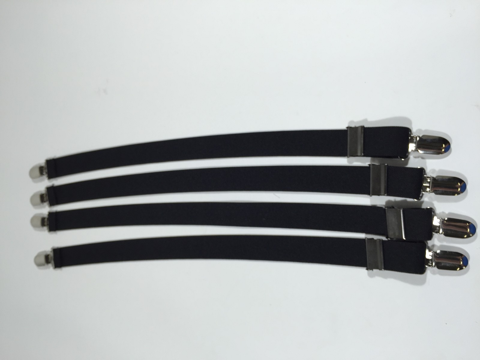 Military 4pk Shirt Stay Garters With Gator Clip BLACK Made in USA