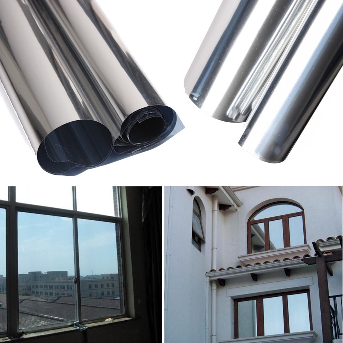 Window Tint One Way Mirror Film UV Heat Reflective Home Office Heat Insulation