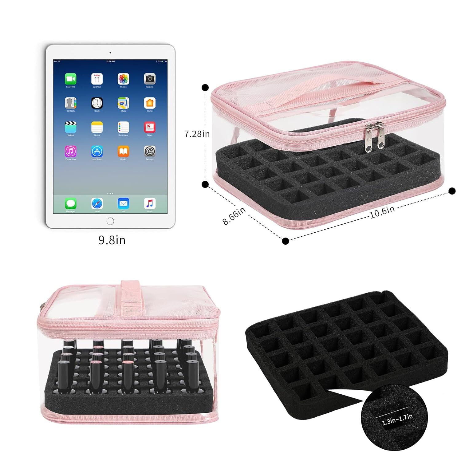 30 Bottle Nail Polish Organizer Case Clear PVC Storage Box