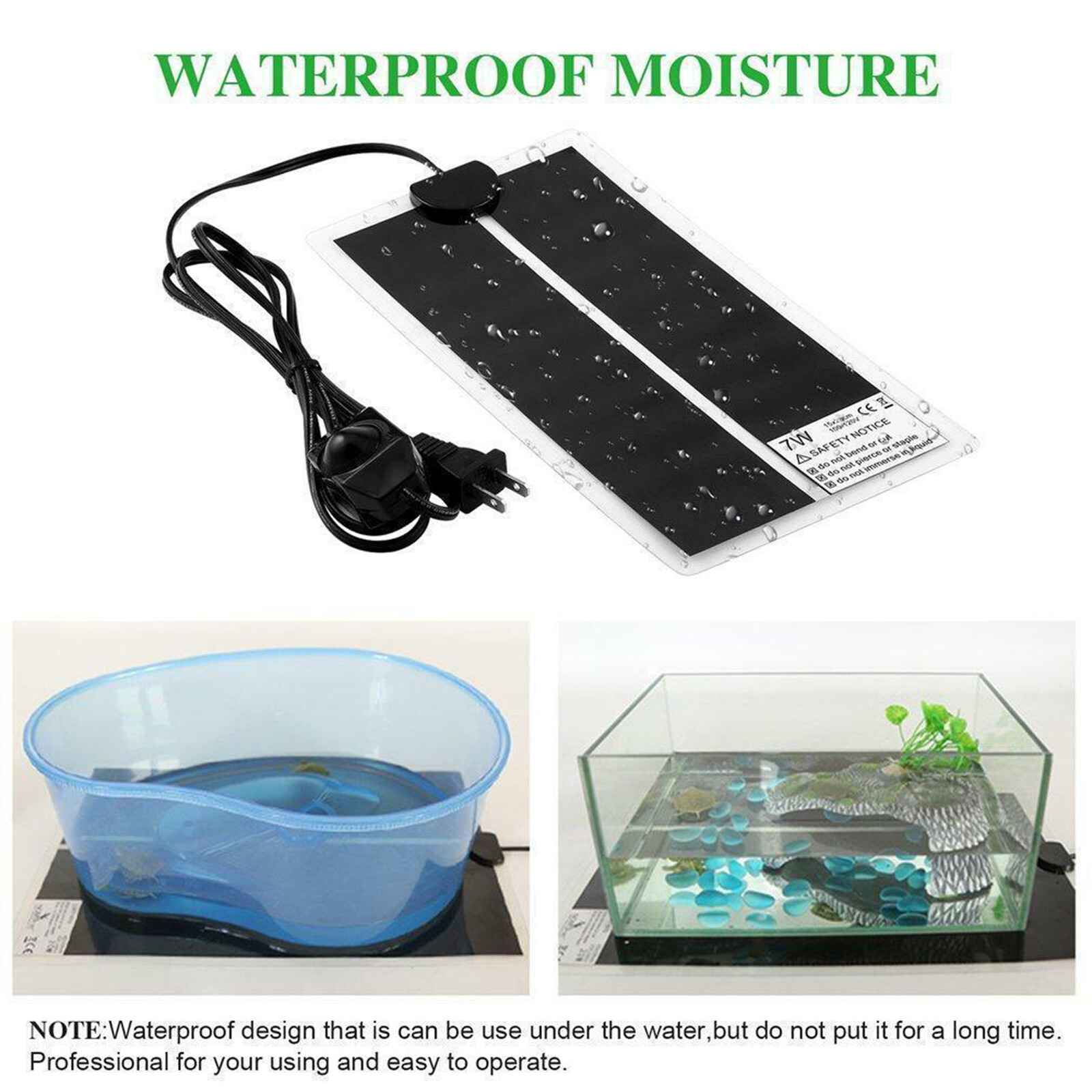 Pet Reptile Heater Under Tank Heating Pad Aquarium Warming Heat Lizard Mat 110V