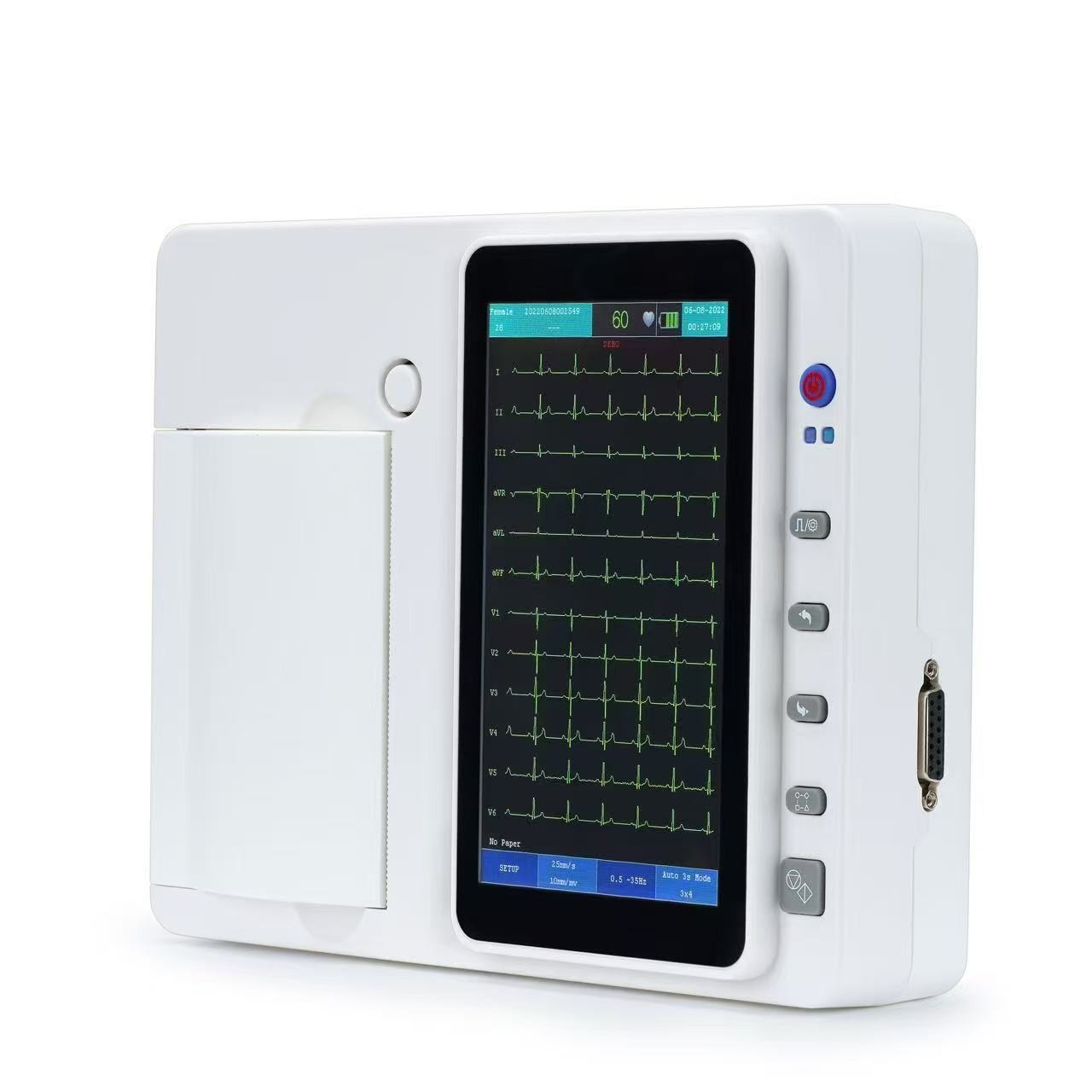 USA Stock 3 Channel 12 Lead 7 Inch Touch Screen ECG EKG Machine With PC software