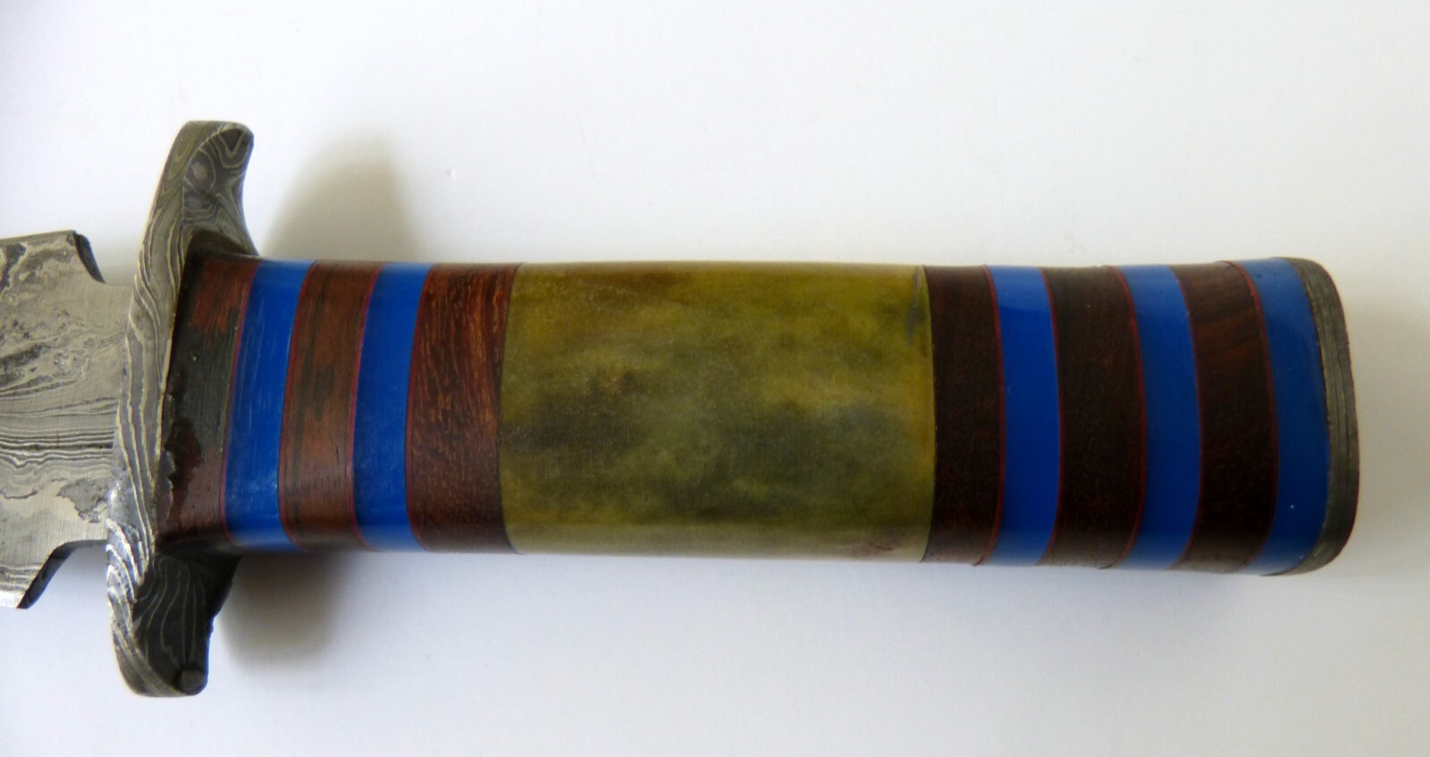 13.5" Fixed Blade Knife Dagger 8" Damasus Steel Blade & Bolster Leather Sheath