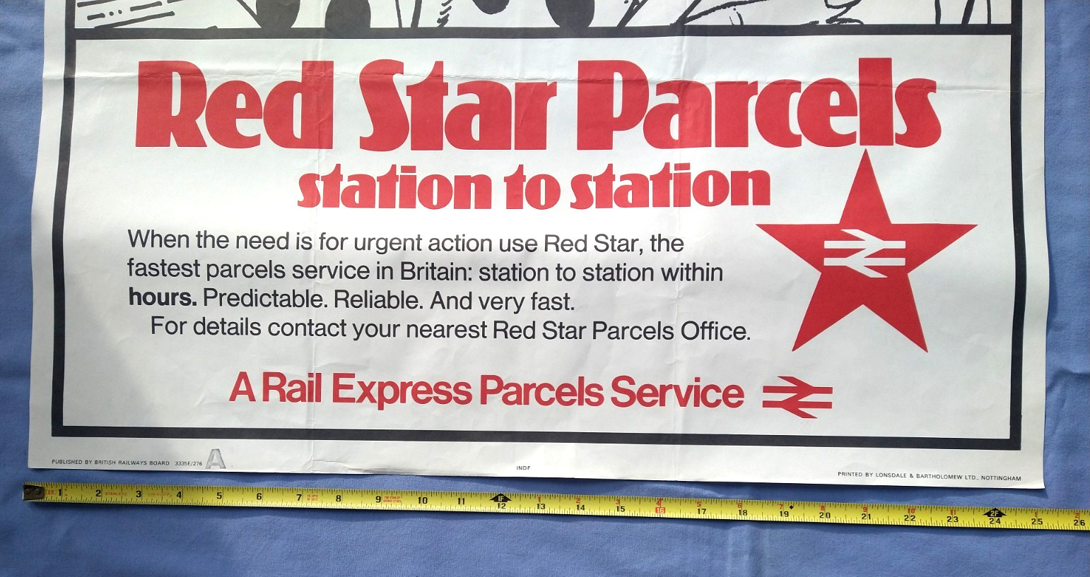 Red Star Parcels British Railway Express Package Travel Poster 70's Original