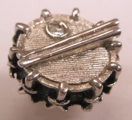 Rhinestone Drum Vintage SWANK Tie Tack Lapel Pin music band drums drummer h63