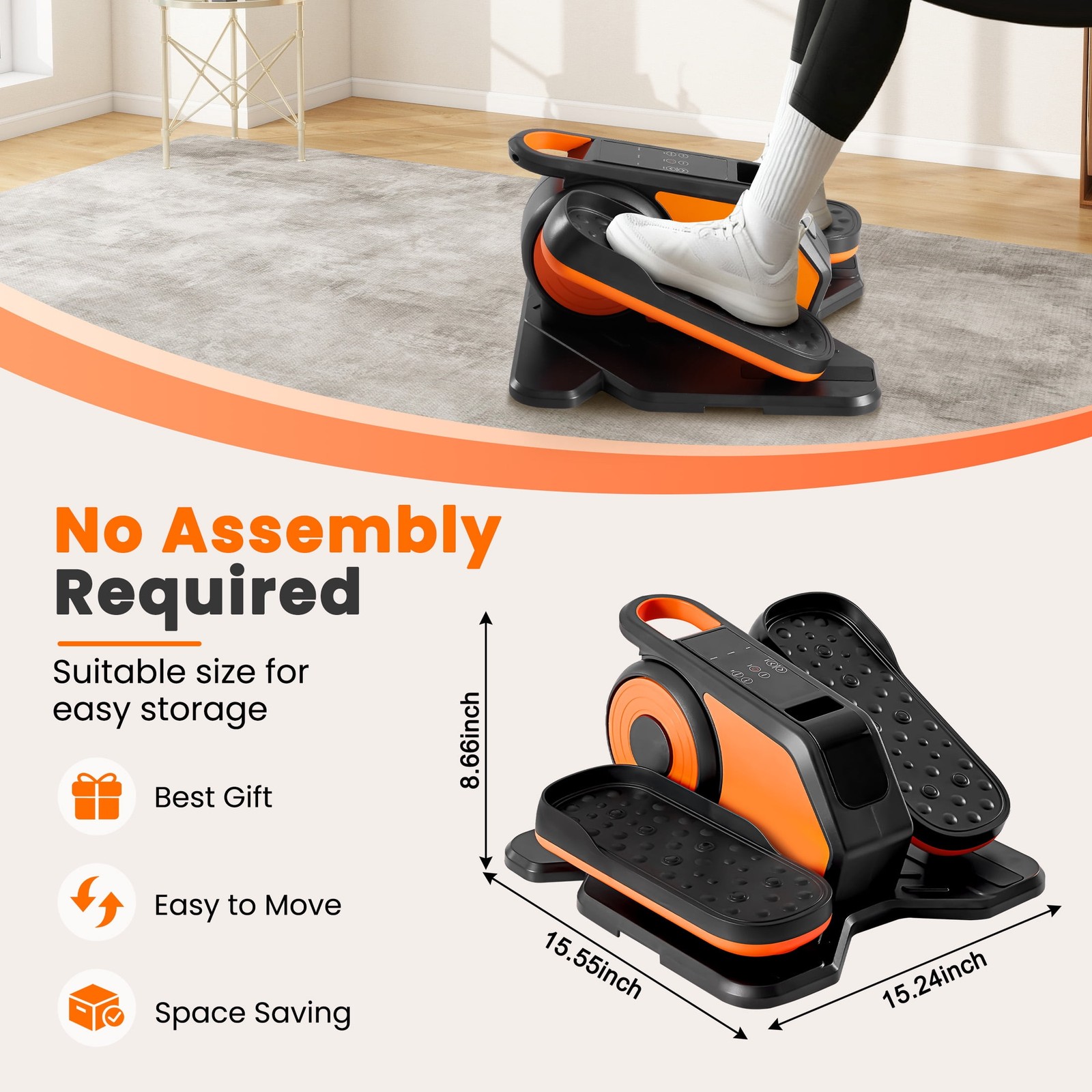 Edx Under Desk Elliptical Machine Portable Electric Leg Exerciser with Remote,