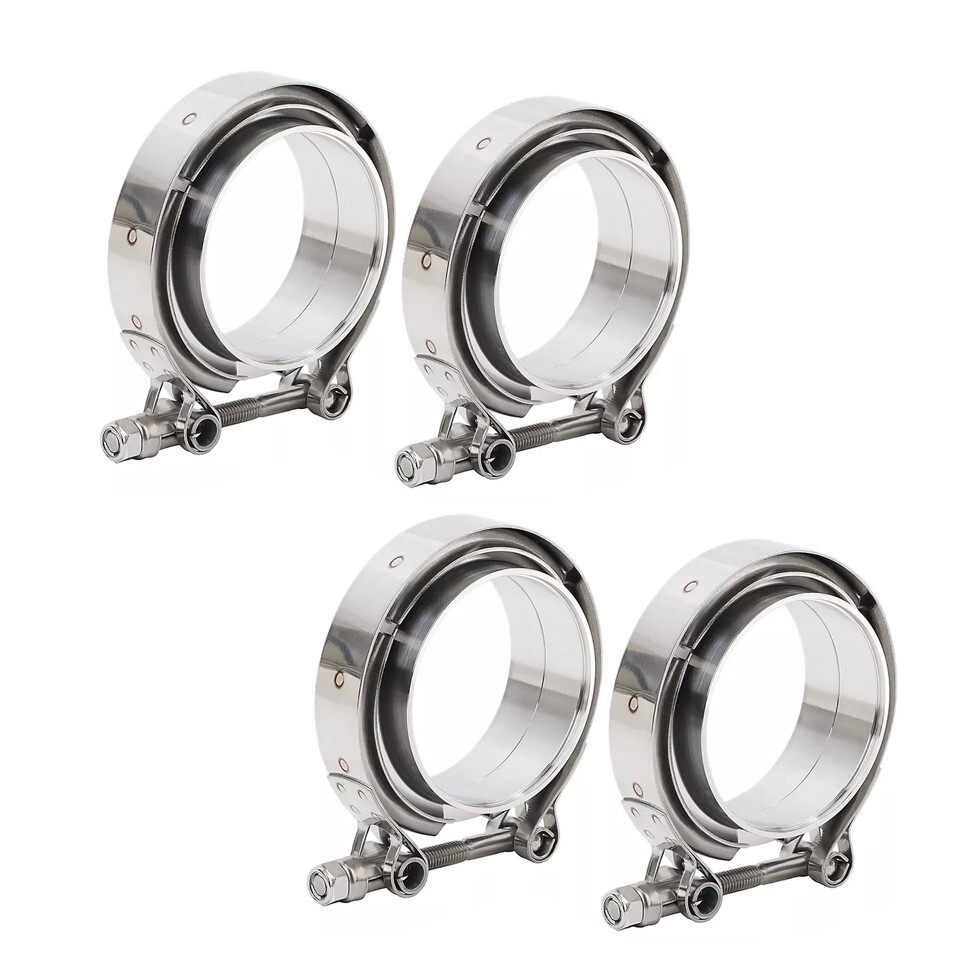2.25" V Band Clamp With Flange Male Female Stainless Steel Joins 2.25" OD 4Pcs