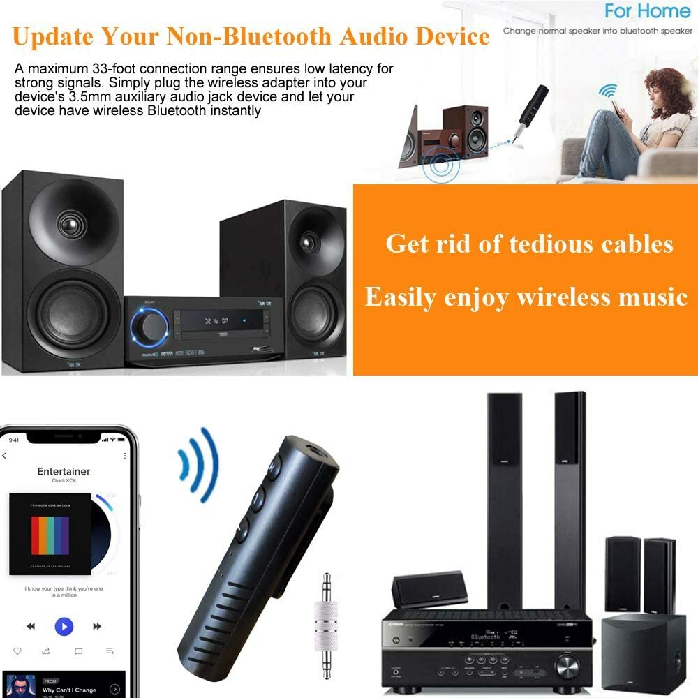 Wireless Bluetooth Receiver AUX 3.5mm Audio Stereo Music Hands Free Car Adapter